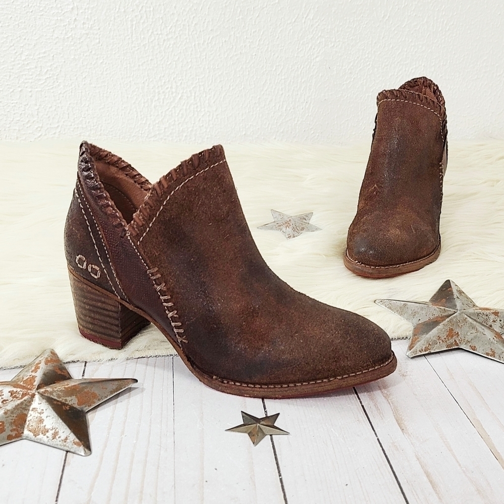 Bed Stu Carla ankle boots Teak MD suede whipstitched size 6.5 NEW